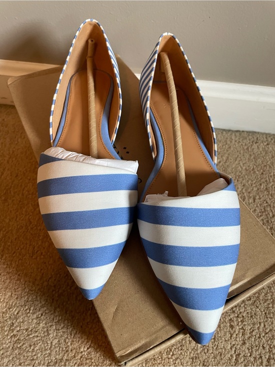 J. Crew Shoes - J. Crew Blue & White Striped Pointed-Toe Flats